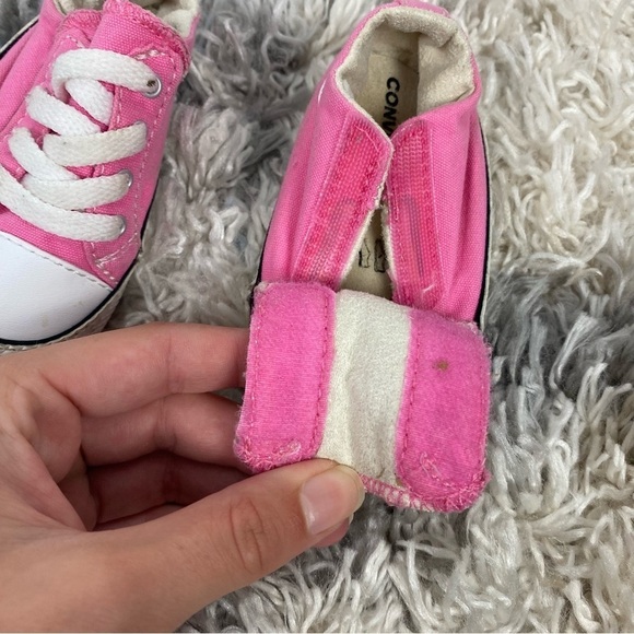 Baby Converse Pink Velcro Slip On Sneakers Chuck Taylors barbie - Picture 4 of 6